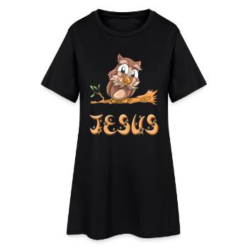 Hibou Jésus - Robe T-shirt Femme - noir - Devant