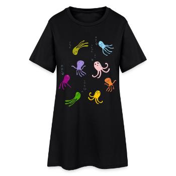 play children water tentacles funny funny colorful l - Women’s T-Shirt Dress - black - Front