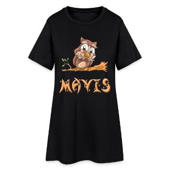 Eule Mavis - Frauen T-Shirt-Kleid - Schwarz - Vorne