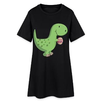 Dino avec oeuf - Robe T-shirt Femme - noir - Devant