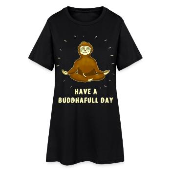 paresse bouddha om méditation namaste froid - Robe T-shirt Femme - noir - Devant