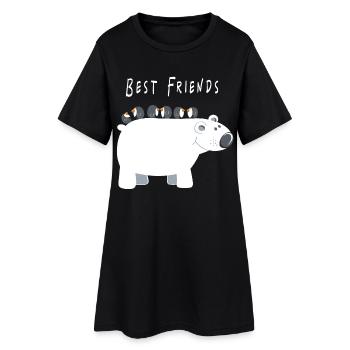 Best Friends polar bear with penguins - friends - Women’s T-Shirt Dress - black - Front