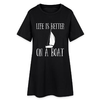 Voile - La vie est meilleure sur un bateau - Robe T-shirt Femme - noir - Devant