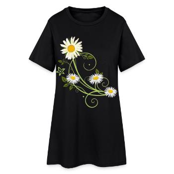 Rank with margerite and daisies - Women’s T-Shirt Dress - black - Front