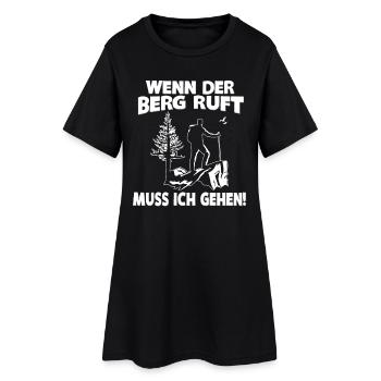 WENN DER BERG RUFT... - Frauen T-Shirt-Kleid - Schwarz - Vorne