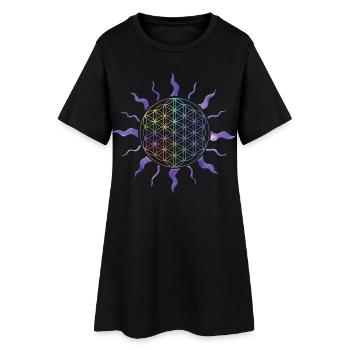 Blume des Lebens Sonne Mandala Regenbogen - Frauen T-Shirt-Kleid - Schwarz - Vorne
