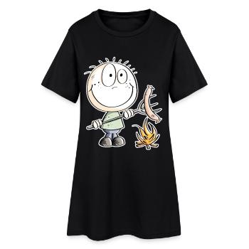 Bâton de grillage saucisse drôle - Robe T-shirt Femme - noir - Devant