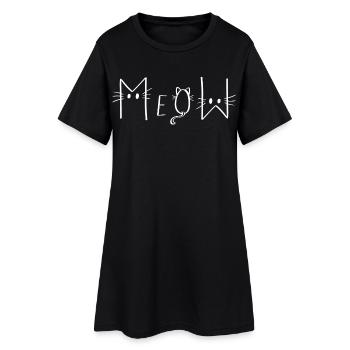 MEOW - Miau Katzen - Frauen T-Shirt-Kleid - Schwarz - Vorne