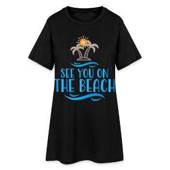 plage - Robe T-shirt Femme - noir - Devant