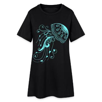 Qualle Meerestier Neon fisch Strand - Frauen T-Shirt-Kleid - Schwarz - Vorne
