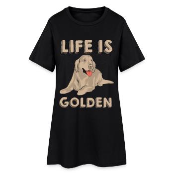 Golden Retriever Dog - Women’s T-Shirt Dress - black - Front