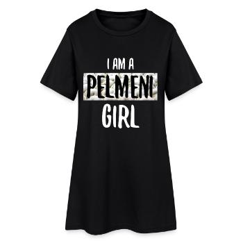 Russia Pelmeni Girl Woman Russian Girl Eating - Women’s T-Shirt Dress - black - Front