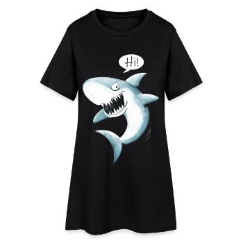 Cool Salut Hai I requin cartoon - Robe T-shirt Femme - noir - Devant