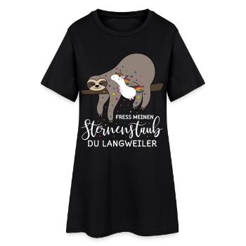 Sloth unicorn saying eat my stardust - Women’s T-Shirt Dress - black - Front