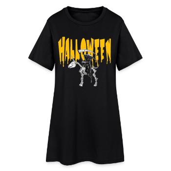 Halloween Grim Reaper On Unicorn - Women’s T-Shirt Dress - black - Front