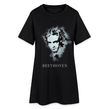 beethoven classical music composer concert deaf pop - Women’s T-Shirt Dress - black - Front