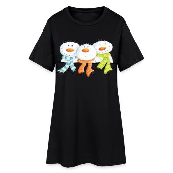 Trois bonhommes de neige - Noël - Cadeau - Robe T-shirt Femme - noir - Devant