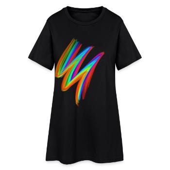 Neon Rainbow Brushstroke – Festival Streetwear - Women’s T-Shirt Dress - black - Front