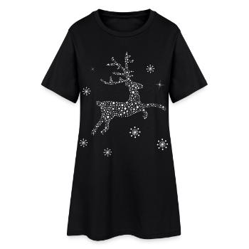 Flocon de neige étoile rennes cerf noël - Robe T-shirt Femme - noir - Devant