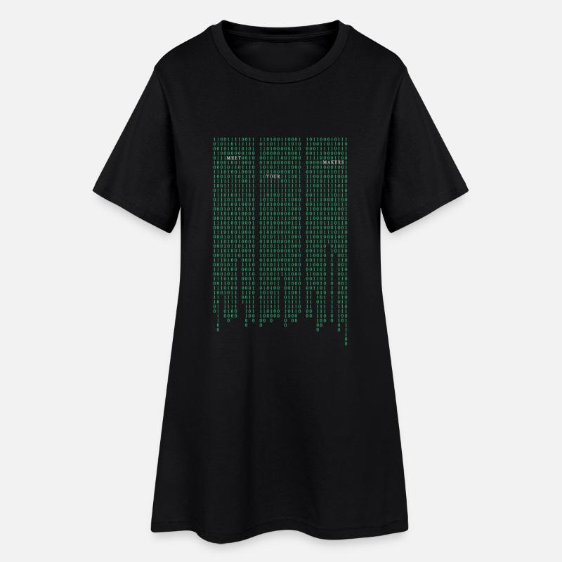 Matrix code - Frauen T-Shirt-Kleid - Schwarz