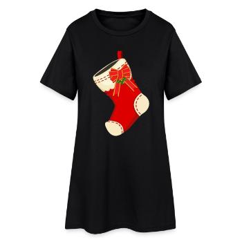 Chaussette de Noël Bas de Noël Père Noël Noël - Robe T-shirt Femme - noir - Devant