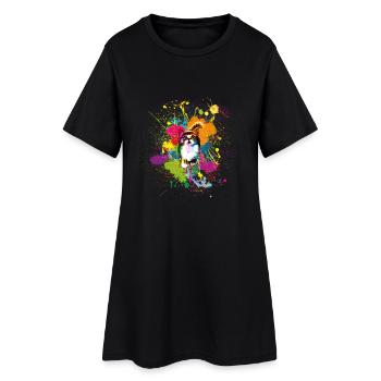 Klekskatze - Robe T-shirt Femme - noir - Devant