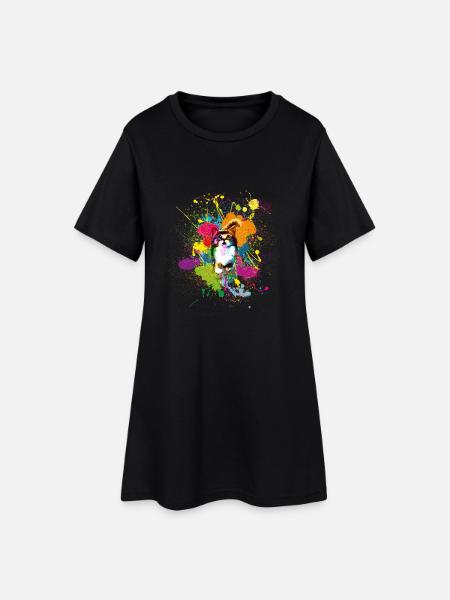 Klekskatze - Robe T-shirt Femme - noir