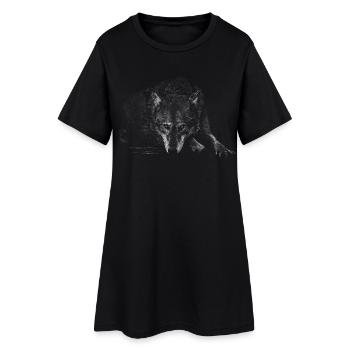 Loup - Robe T-shirt Femme - noir - Devant