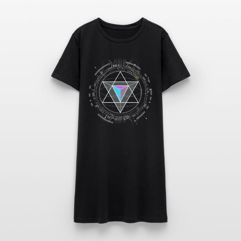 nerd CPU pyramide illuminati game wow hacker code Frauen T-Shirt-Kleid