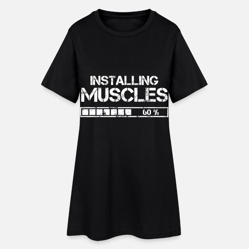 Installing Muscles - Frauen T-Shirt-Kleid - Schwarz