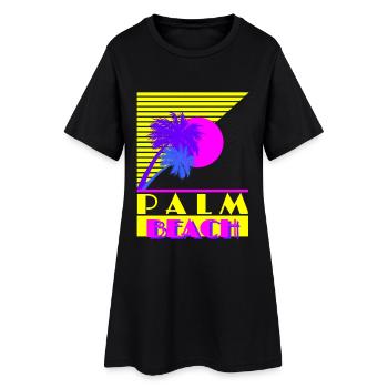 Palm Beach 80's Retro Style - Frauen T-Shirt-Kleid - Schwarz - Vorne