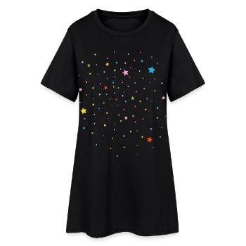 Confettis carnaval étoiles fête anniversaire déco - Robe T-shirt Femme - noir - Devant