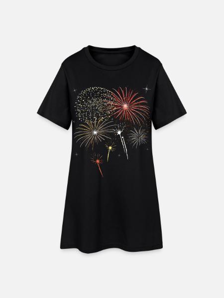 Feu d'artifice Pyro Böller compte à rebours fête du Nouvel An - Robe T-shirt Femme - noir