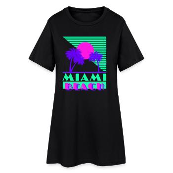 Miami Beach Green - Frauen T-Shirt-Kleid - Schwarz - Vorne