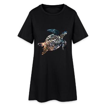 Schildkröte - Frauen T-Shirt-Kleid - Schwarz - Vorne