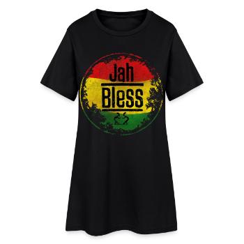 Jah Bless Symbole rouge-jaune-vert - Robe T-shirt Femme - noir - Devant