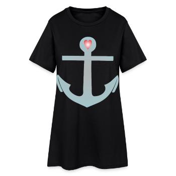 Ancre du cœur de l’ancre - Robe T-shirt Femme - noir - Devant