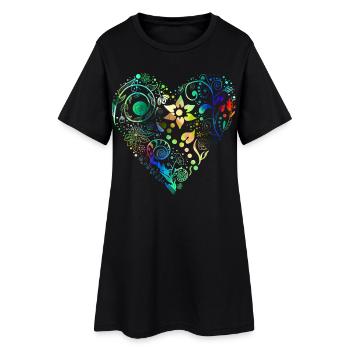 Flower Heart Rainbow - Women’s T-Shirt Dress - black - Front
