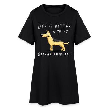 Life Is Better With My German Shepherd I DSH Hund - Frauen T-Shirt-Kleid - Schwarz - Vorne