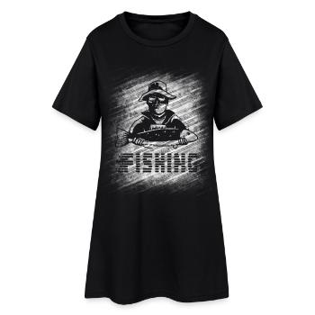 Fishing - Frauen T-Shirt-Kleid - Schwarz - Vorne