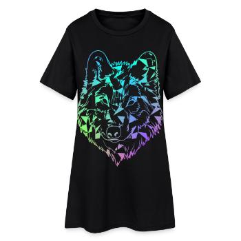 loup - Robe T-shirt Femme - noir - Devant