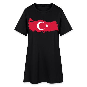 Carte de la Turquie Drapeau - Robe T-shirt Femme - noir - Devant