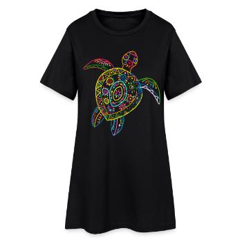 Tortue Tortue de mer Tribal Hawaii Vintage - Robe T-shirt Femme - noir - Devant