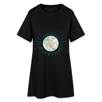 Earth globe with eco-friendly slogan - Women’s T-Shirt Dress - black - Front