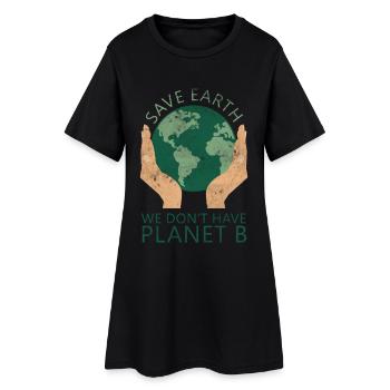 Eco-conscious Earth design with hands - Women’s T-Shirt Dress - black - Front