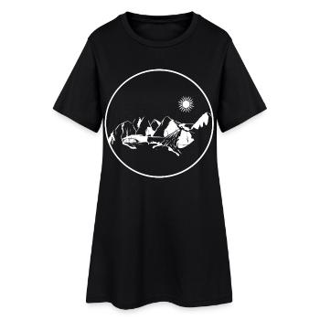 Paysage de la montagne Circle Stamp Clair de lune - Robe T-shirt Femme - noir - Devant