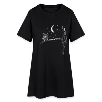Little Night Owl I Owls Motif Amusant I Lune - Robe T-shirt Femme - noir - Devant