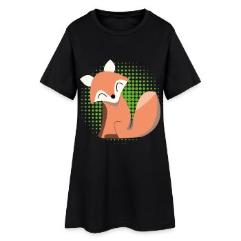 Smiling fox in halftone - Women’s T-Shirt Dress - black - Front