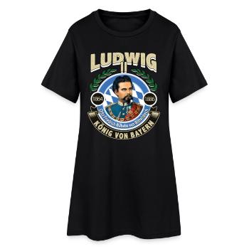 KÖNIG LUDWIG VON BAYERN - Frauen T-Shirt-Kleid - Schwarz - Vorne