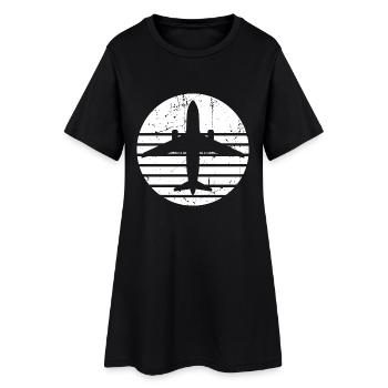 Silhouette d’avion avec un design de ligne rétro - Robe T-shirt Femme - noir - Devant